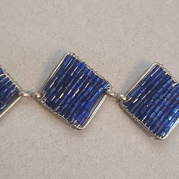 Handmade Blue Beaded Bracelet - Picture 6 of 6